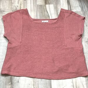 Madewell boxy tee textured fabric size large salmon pink